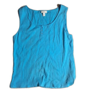 J.Jill tank top medium p m mp turquoise blue shirt cotton stretch summer tank